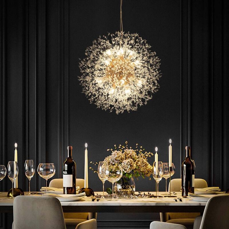 8/9/16-Light Modern Glam Linear Sputnik Globe Pendant Island Light Firework Starburst Crystal Chandelier with Crystal Beads