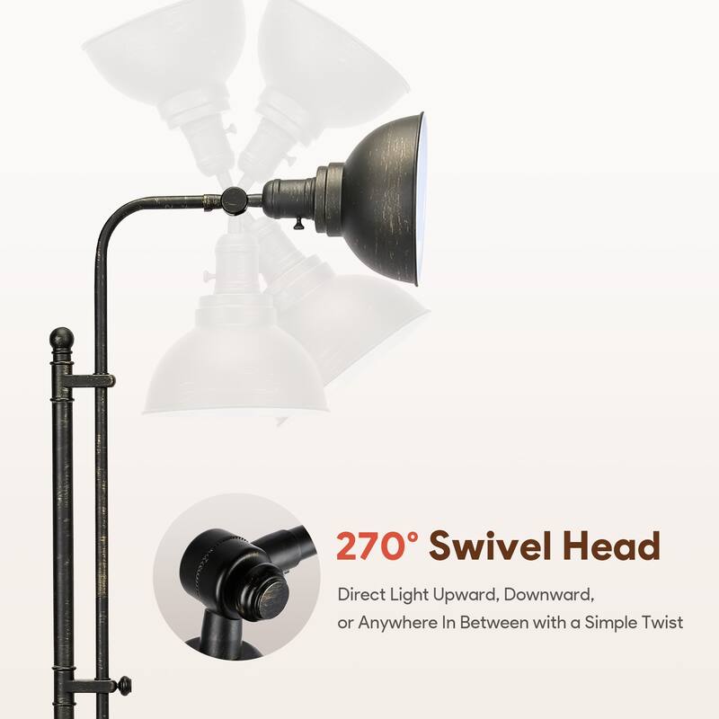 CO-Z 65" Rustic Pharmacy Task Floor Lamp with Adjustable Metal Shade