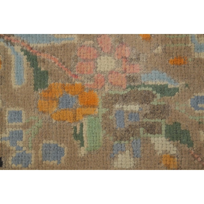 Hand Knotted Oriental 100% Wool Carpet Traditional Floral Brown Tabriz Area Rug - 9' 8'' X 6' 10''
