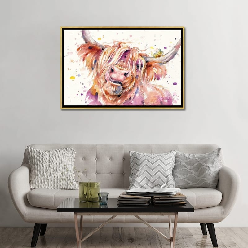 iCanvas "Bad Hair Don't Care (Scottish Highland Cow)" by Sillier Than Sally Framed Canvas Print