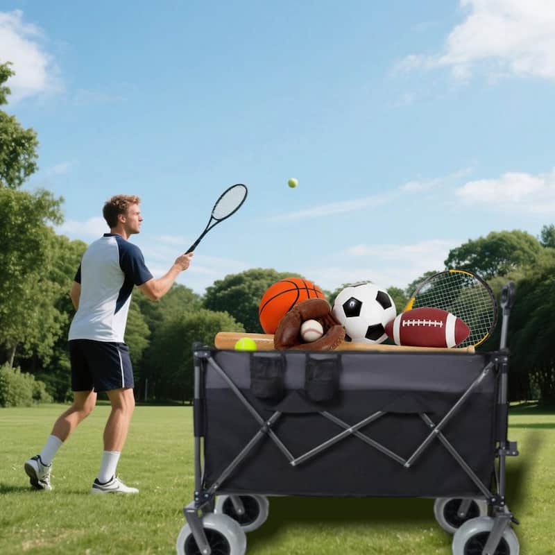 9" x 4" All-Terrain Balloon Wheels, 300L XL Heavy-Duty Folding Wagon Cart - 480lbs Capacity