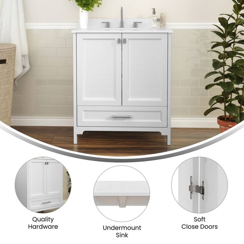 Bathroom Vanity with Undermount Sink, Cabinet, and Drawer