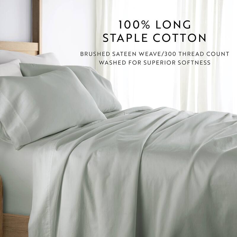 Becky Cameron Solid Brushed 300 Thread Count Cotton Sheet Set