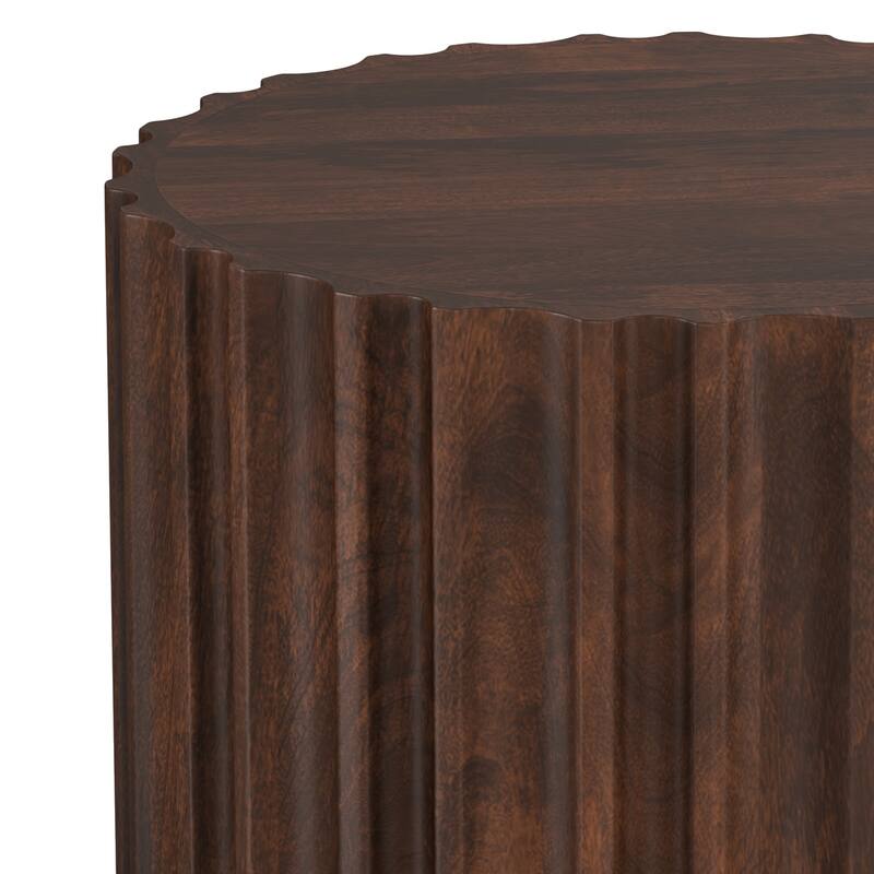 WYNDENHALL Doncaster 16" Wide Solid Mango Boho Contemporary End Table in Natural & Assembled - 16" D x 16" W x 20" H