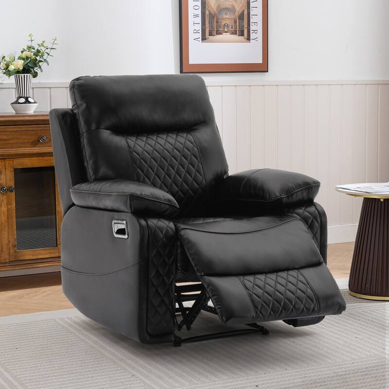 PU Leather Recliner Chair, Manual Reclining Sofa for Living Room