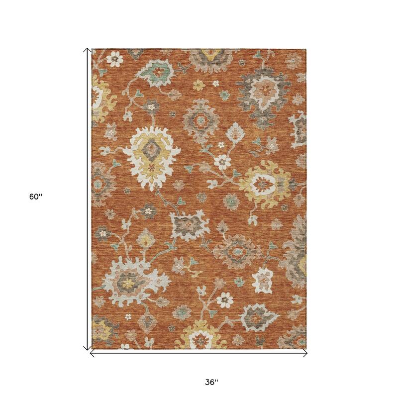 HomeRoots Floral Traditional Rectangle Outdoor Rug