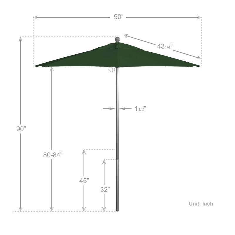 California Umbrella 7.5' Rd. Aluminum Frame, Fiberglass Rib Market Umbrella, Push Open,Anodized Silver Finish, Pacifica Fabric