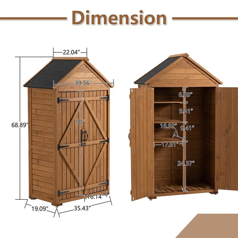 3.3 ft. W x 1.8 ft. D Wood Outdoor Storage Shed w/Detachable Shelves