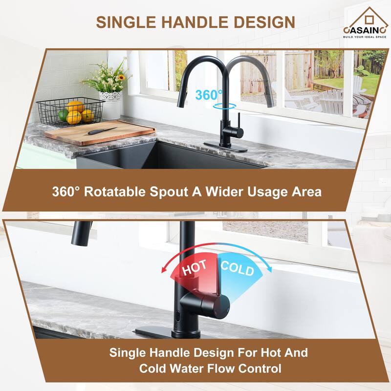 Single Handle Smart Touchless Pull-Down Sprayer Kitchen Faucet