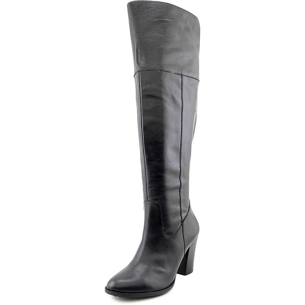 Me Too Harte 6 Women Round Toe Leather Black Knee High Boot