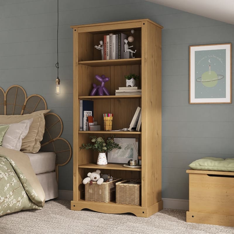 Wood Bookcase 5 Shelf Corona Collection | Furniture Dash