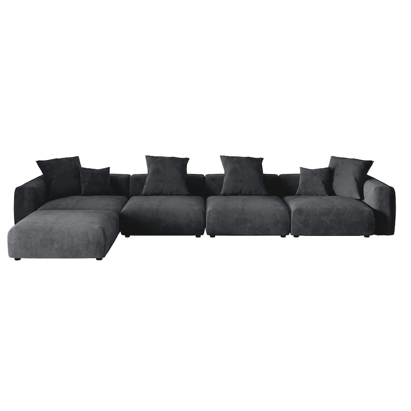181''Oversized Corduroy Sectional Sofa Couch with Ottoman, L Shaped Convertible Couch Deep Seat Couches for Modern Living Room