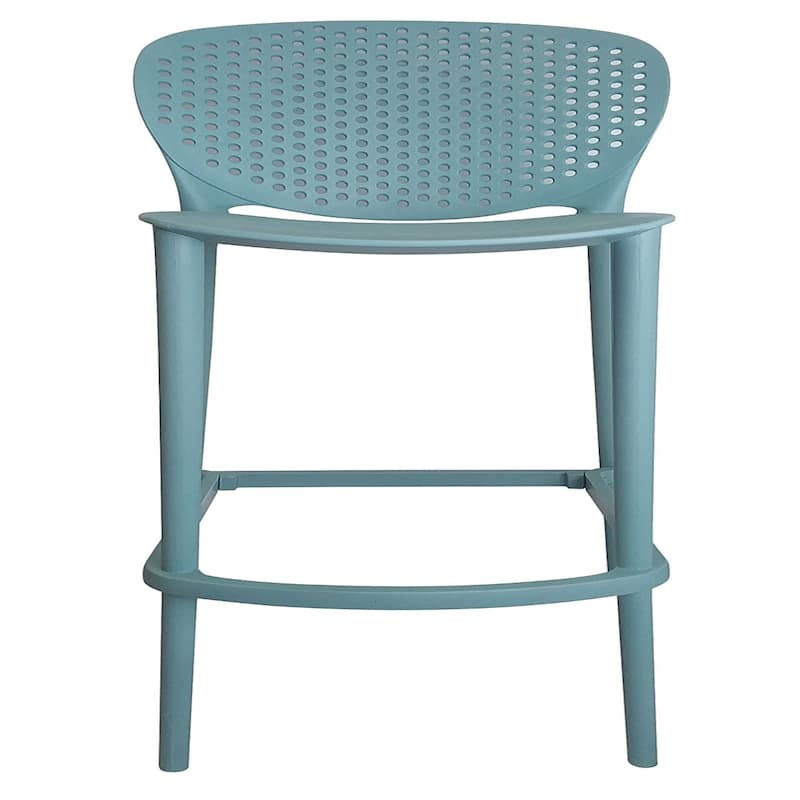 Set of 4 Stackable Plastic Bar Stools with Low Back and Footrest