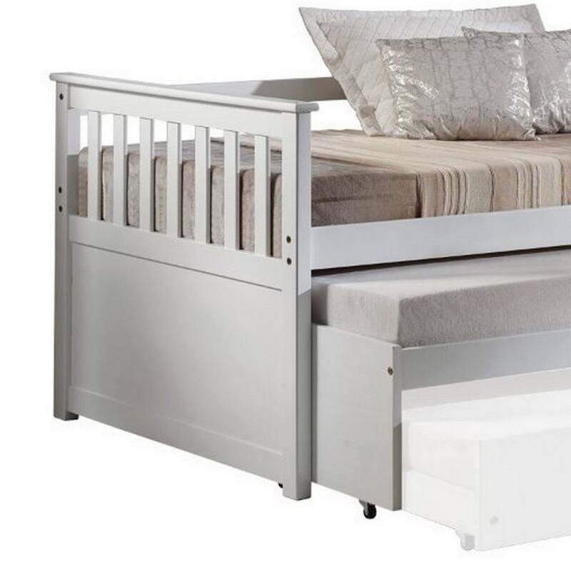Twin Pull Out and Daybed with Slatted Side Panels, White