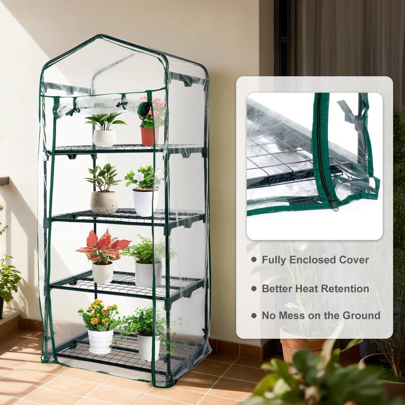 Aoodor 4 Tier Mini Greenhouse, 27x19x63 Inch