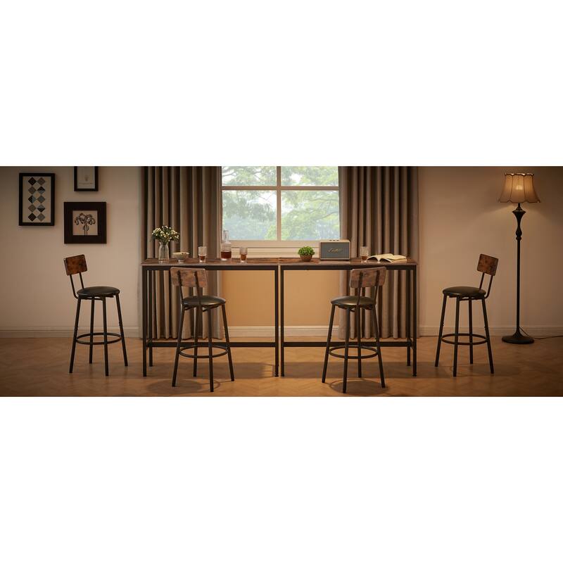 Industrial 3-Piece Metal Frame Bar Dining Set with 2 Stools