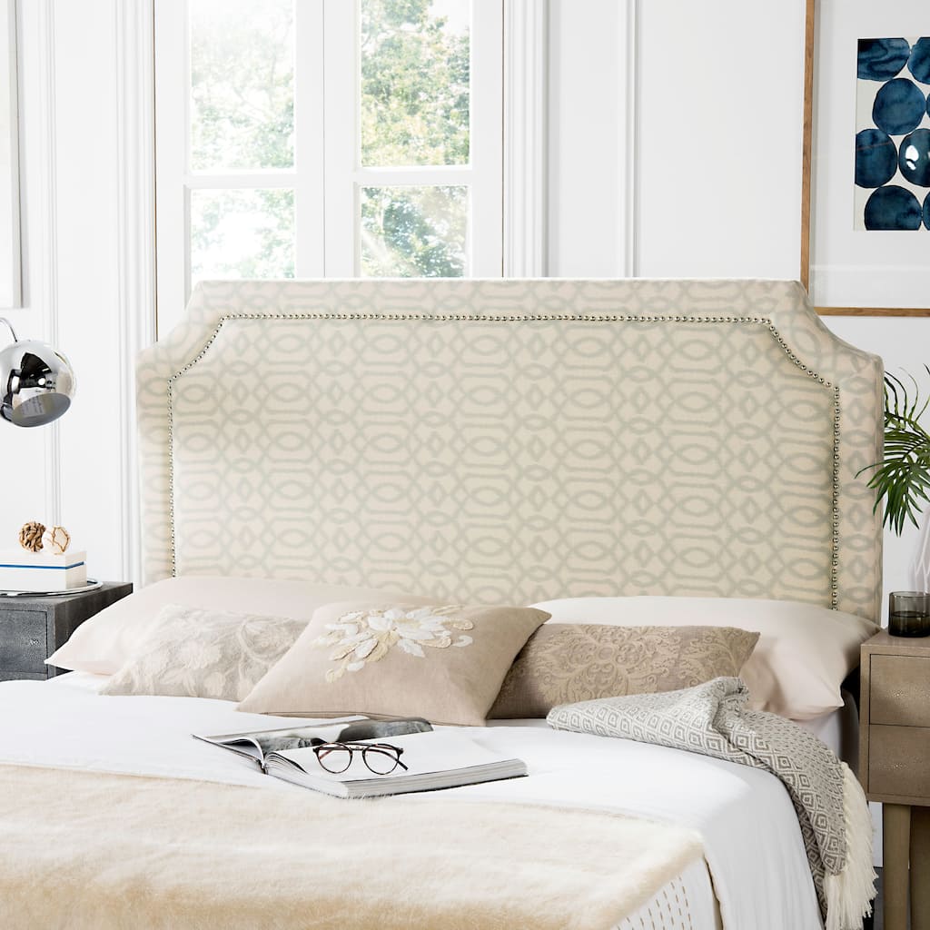 SAFAVIEH Alaina Wheat/ Pale Blue Pattern Upholstered Headboard