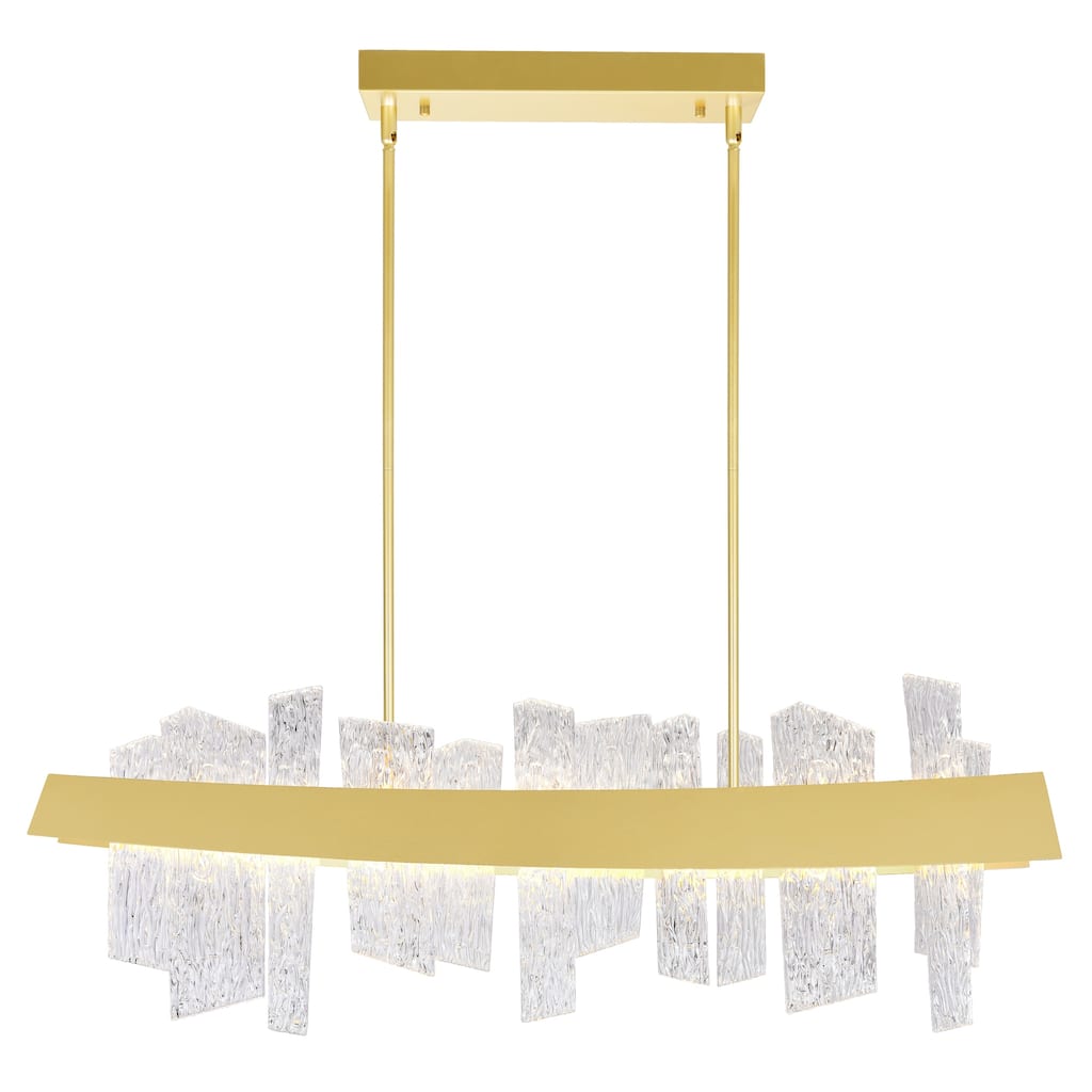 Guadiana Integrated LED 39in Satin Gold Chandelier with Handcrafted Glass - Satin Gold