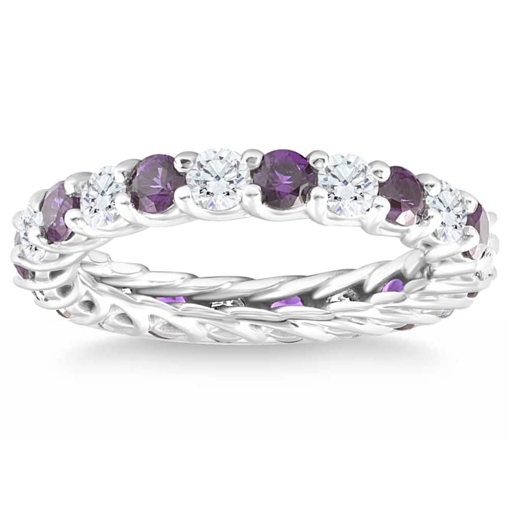 Bliss Diamond 2 1/2Ct Amethyst & Diamond Eternity Ring White Gold