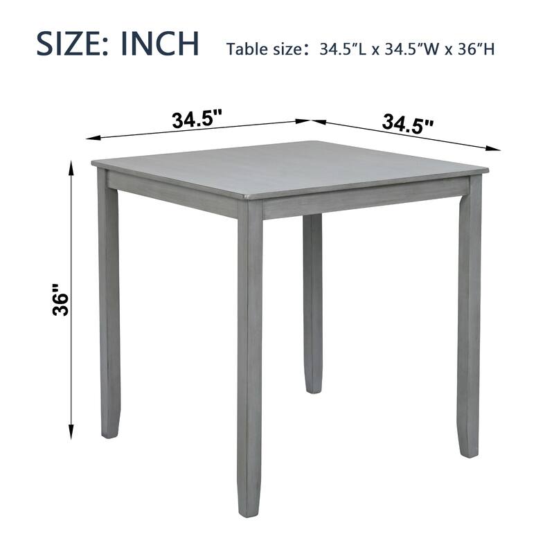 Kitchen Table and Chairs for 4, Sloid Wood Square Table for Kitchen, Restaurant