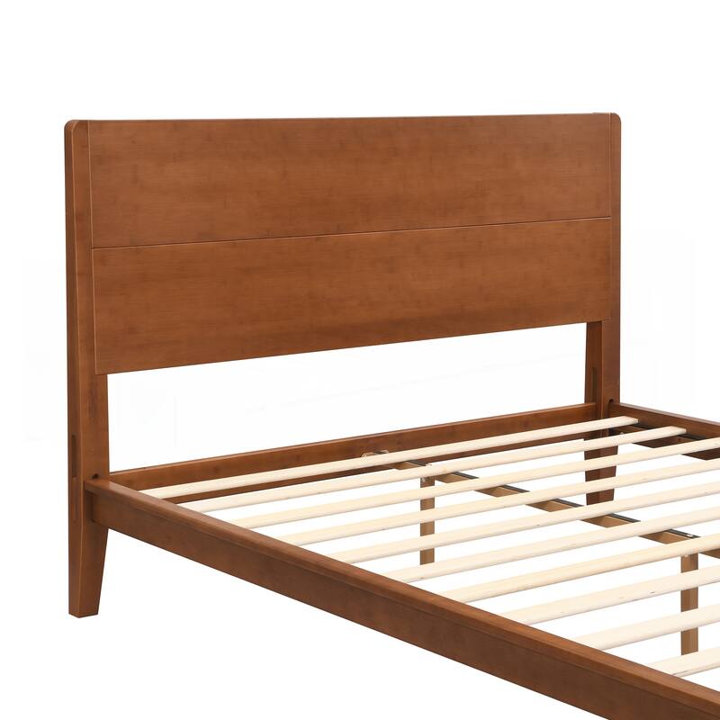 Mid-Century Modern Full Size 12 Inch Bamboo Wood Platform Bed