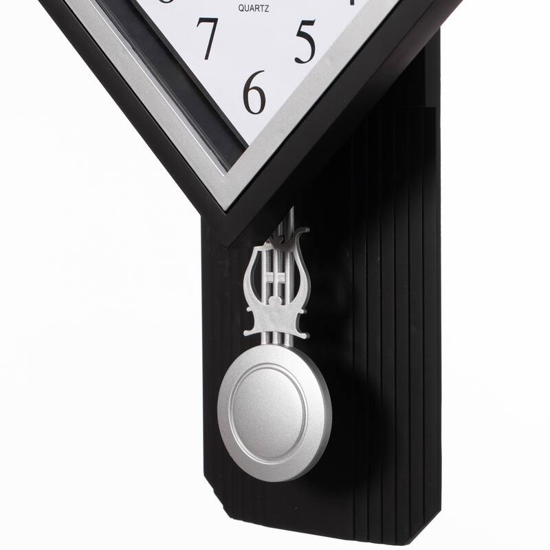 Wood-Look Pendulum Plastic Wall Clock, Vintage Farmhouse Decor for Living Room, Kitchen, or Dining Room, Silent Clock