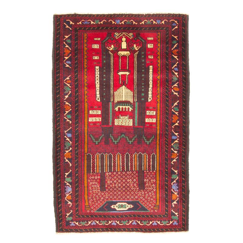 ECARPETGALLERY Hand-knotted Teimani Red Wool Rug - 2'11 x 4'8