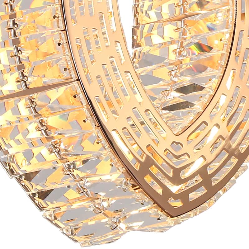 Modern Glam LED 1-Light Oval Crystal Chandelier Island Pendant for Kitchen Island - Gold