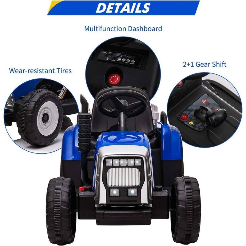12V Ride on Tractor with Trailer & Remote Control