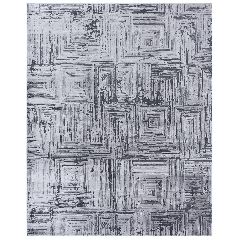 SAFAVIEH Whisper Inez Modern Abstract Rug - 9' x 12' - Grey/Dark Grey