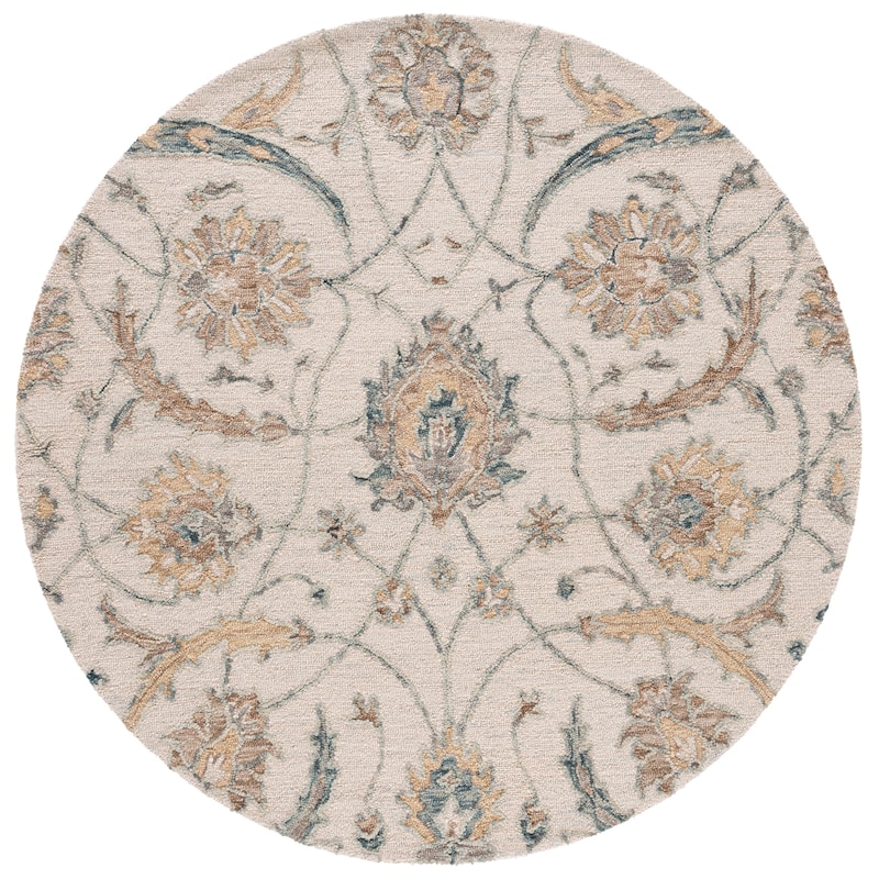 SAFAVIEH Handmade Metro Medrea Wool Rug - 6' Round - Ivory/Grey