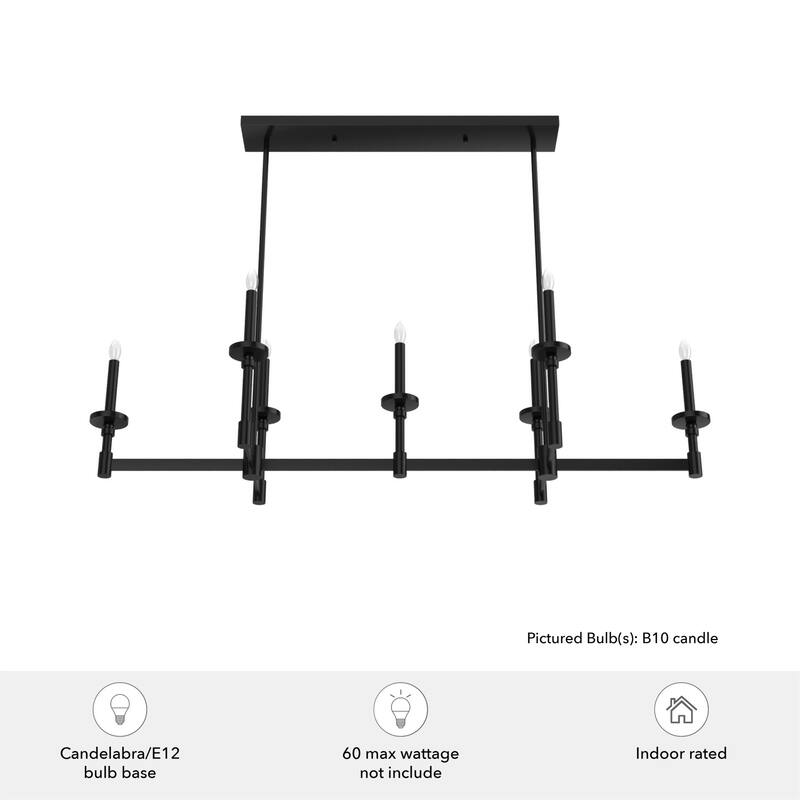 Hunter Briargrove 7-Light Linear Chandelier - Dining room, Candle, Geometric, Transitional