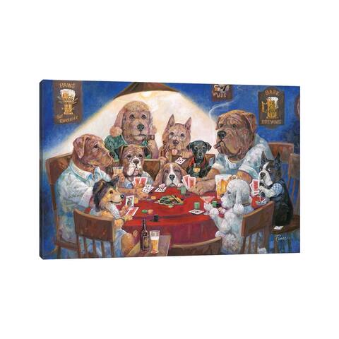 iCanvas "Poker Dogs" by Ruane Manning Canvas Print
