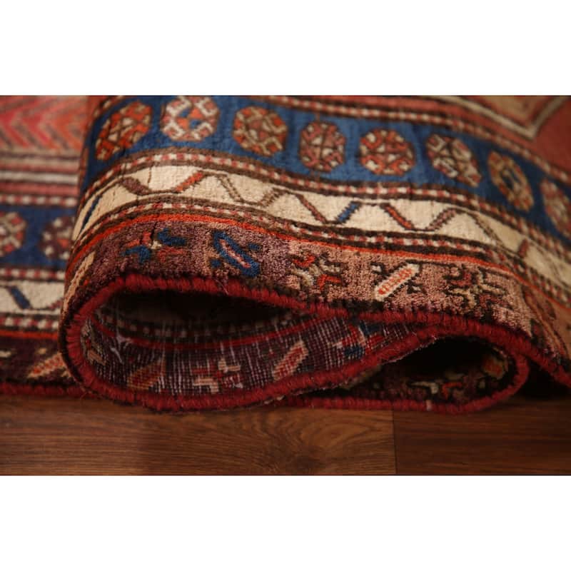Vegetable Dye Orange Ardebil Persian Runner Rug Handmade Wool Carpet - 4'2"x 10'8"