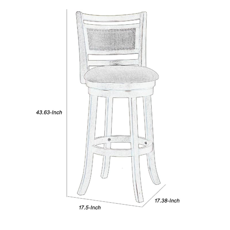 Curved Swivel Barstool with Fabric Padded Seating, Brown and Beige