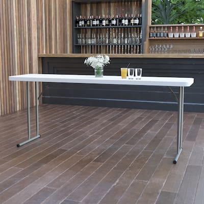18"W x 72"L Plastic Folding Training Table with Granite White Surface