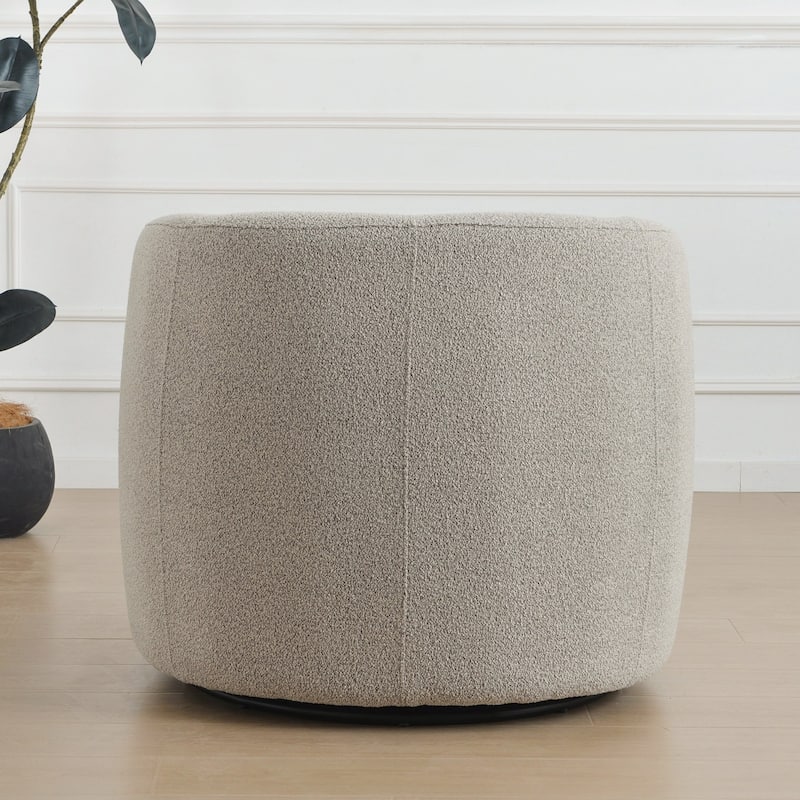 KINWELL 34" Poly Blend Boucle Fabric Upholstered Swivel Armchair