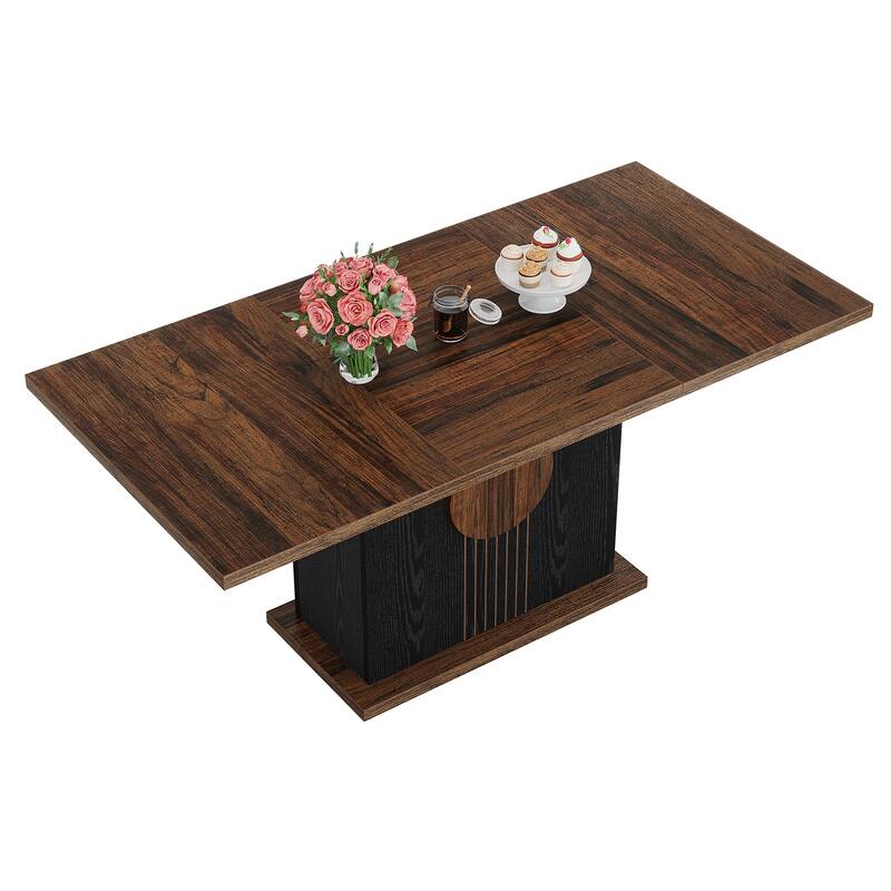 Wood Dinner Table, Kitchen Dining/Living Room Accent Dinner Table Gathering Table
