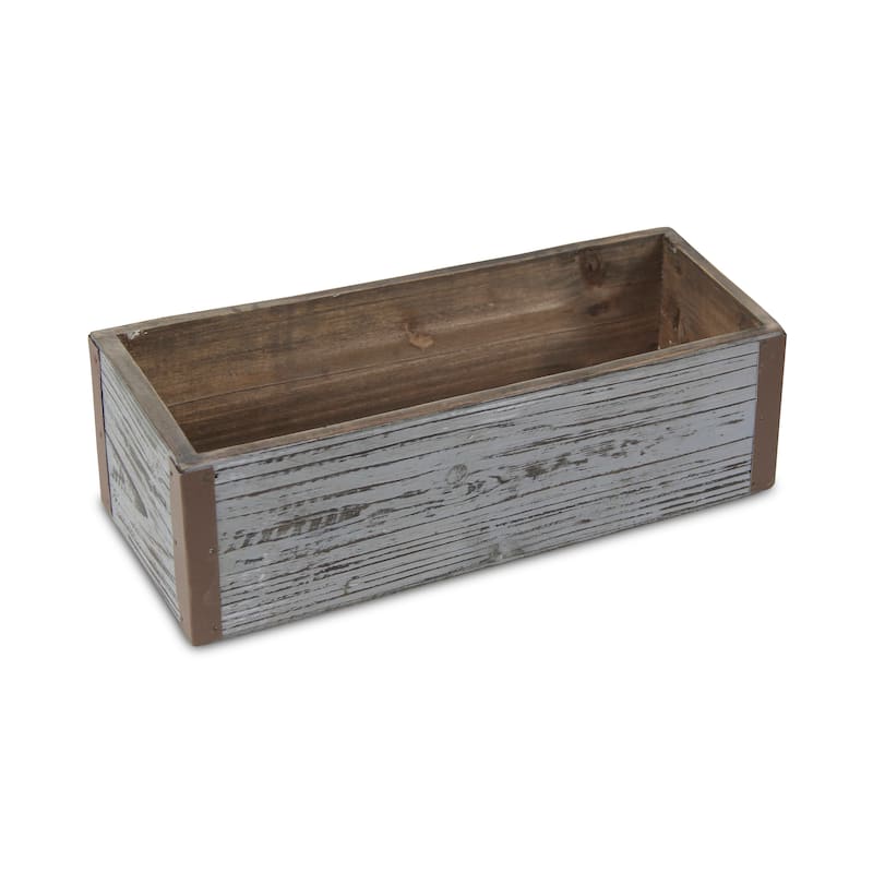 HomeRoots Gray Wood 98 Ounce Rectangular Distressed Planter Box - 11.25 in. x 3.50 in. x 4.50 in.