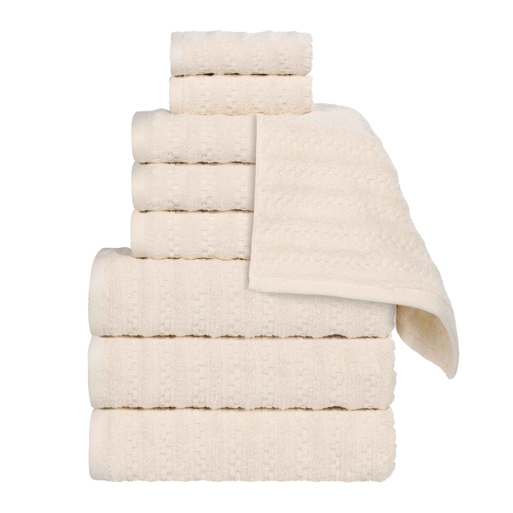 Blue Nile Mills Cotton Medium Weight Soft Absorbent 9 Piece Towel Set
