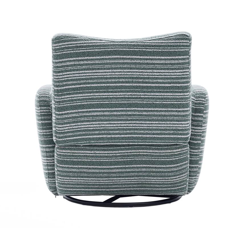 Modern Style 360° Swivel Leisure Chair Fabric Striped Armrest Swivel Chair and metal bracket, suitable for living room, balcony