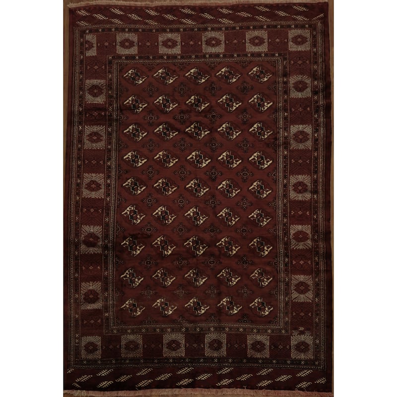 Hand Knotted Oriental 100% Wool Carpet Traditional All-Over Oranges & Rust Turkoman Area Rug - 11' 3'' X 7' 8''