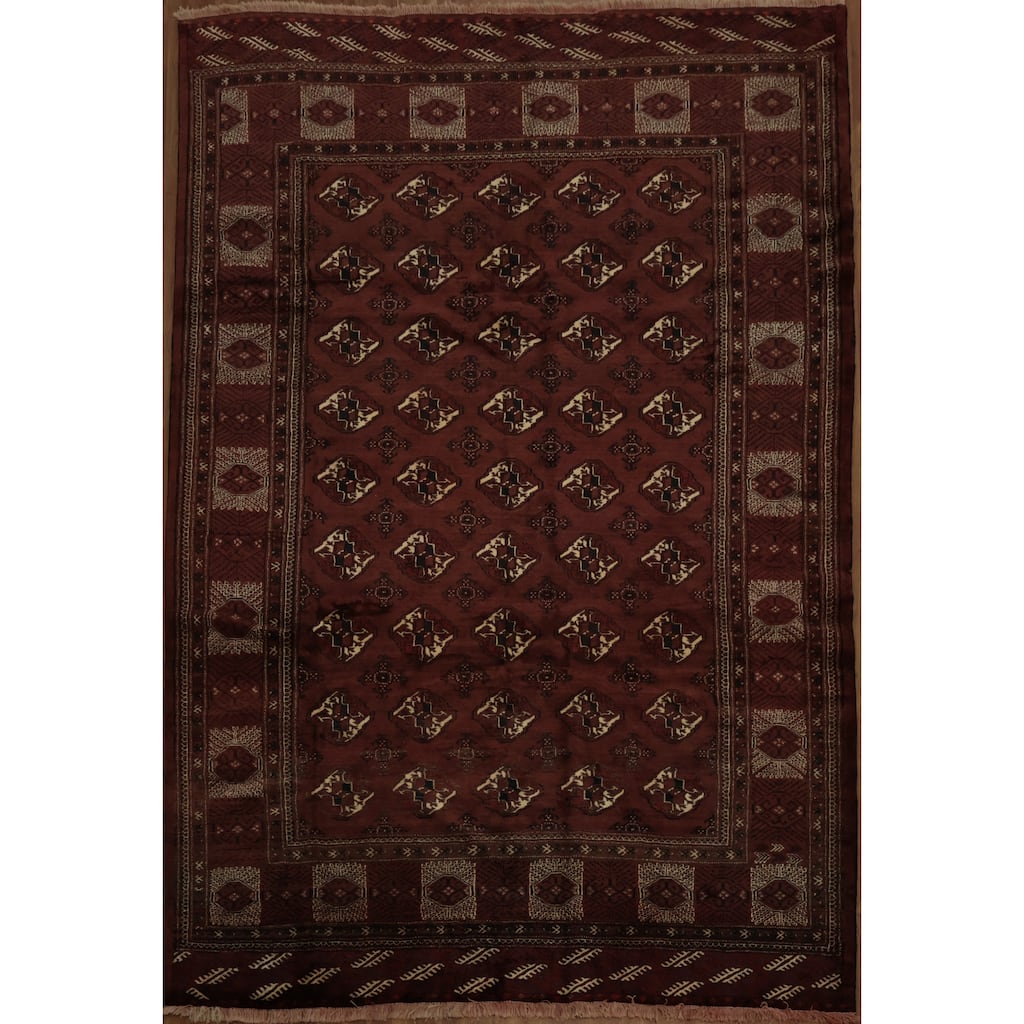 Hand Knotted Oriental 100% Wool Carpet Traditional All-Over Oranges & Rust Turkoman Area Rug - 11' 3'' X 7' 8''