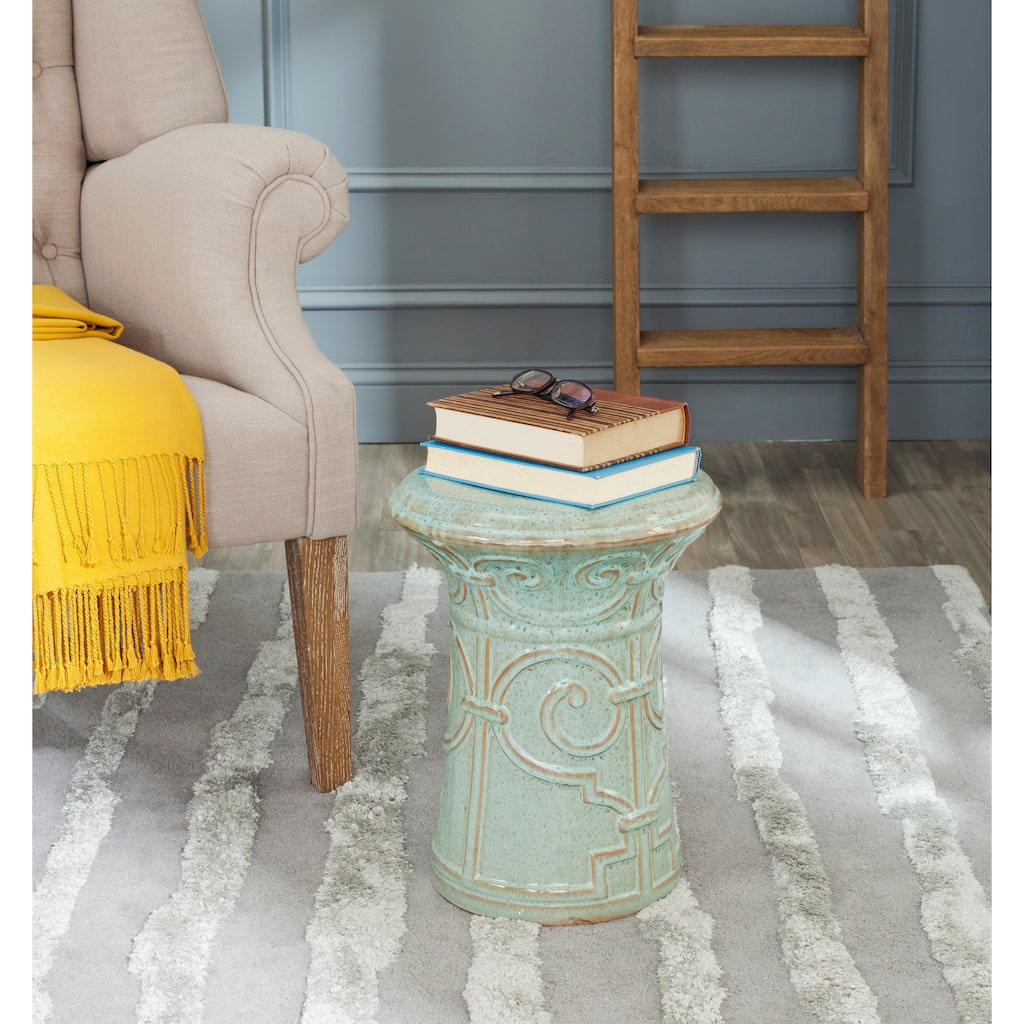 SAFAVIEH Paradise Nafiye Zoe White Ceramic Decorative Garden Stool