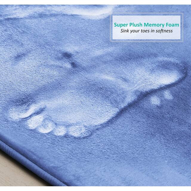 Clara Clark Ultra Soft Plush Bathroom Rug - Non-Slip, Velvet, Memory Foam Bath Mat - Set of 2