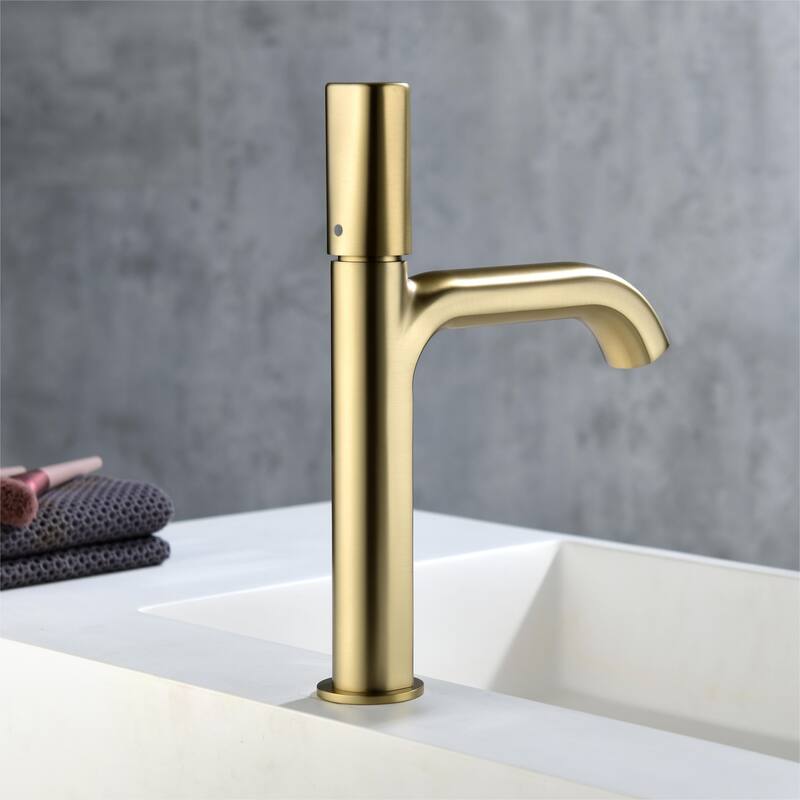 11''H Bathroom Sink Faucet Single with Single Handle in Black/Gold
