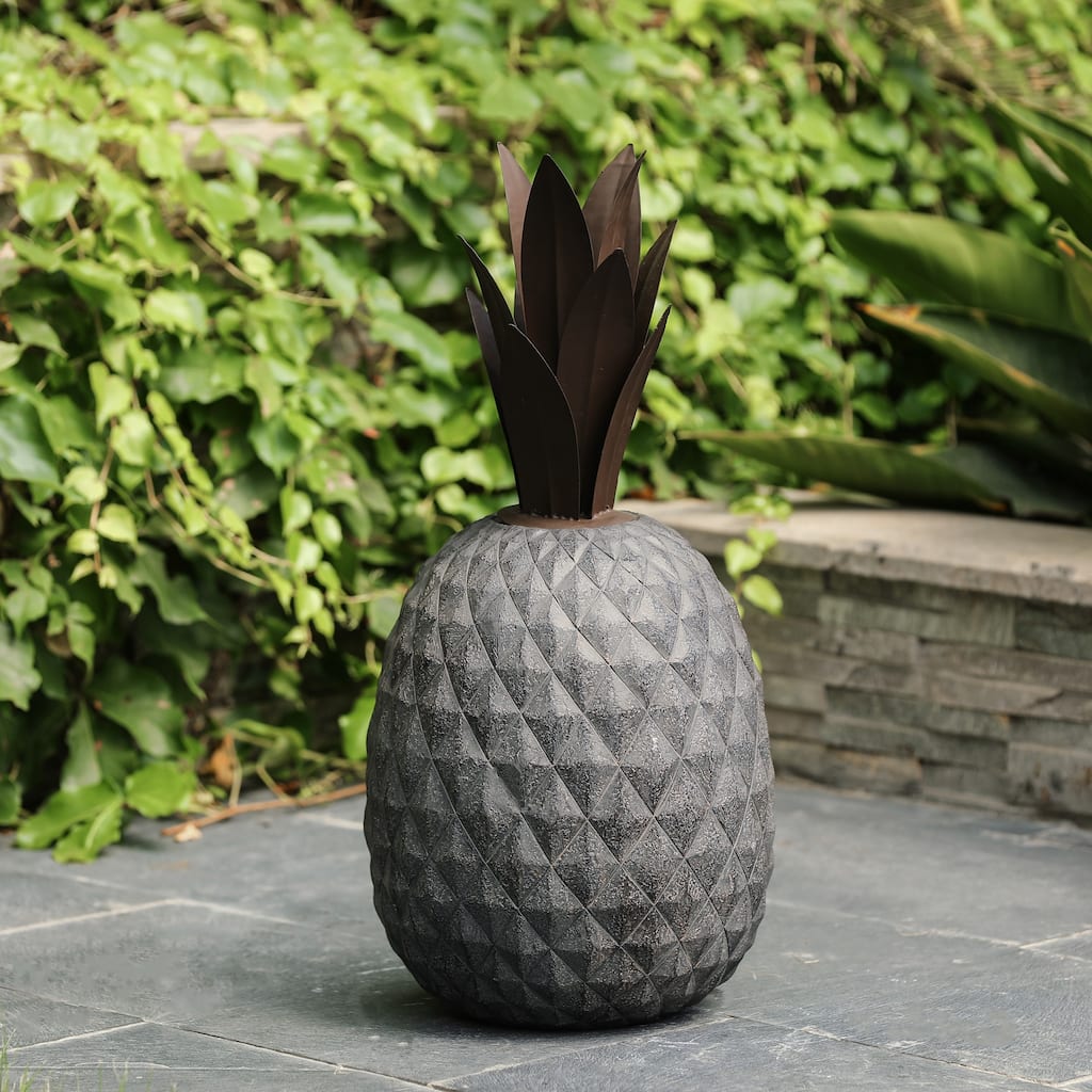 Grey and Rustic Brown Pineapple Garden Indoor Outdoor Statue