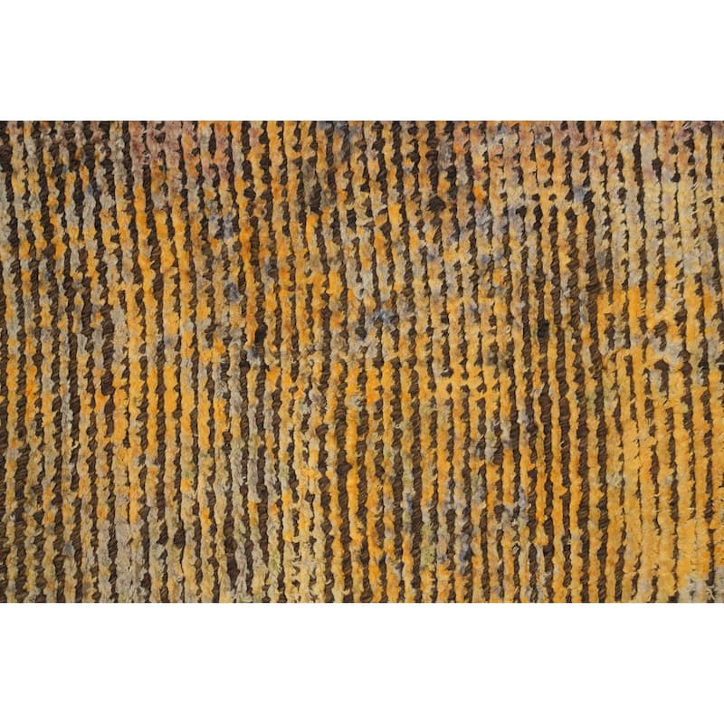 Hand Knotted Oriental Viscose Silk Carpet Modern Abstract Multi-Colored Abstract Area Rug - 8' 7'' X 6' 10''