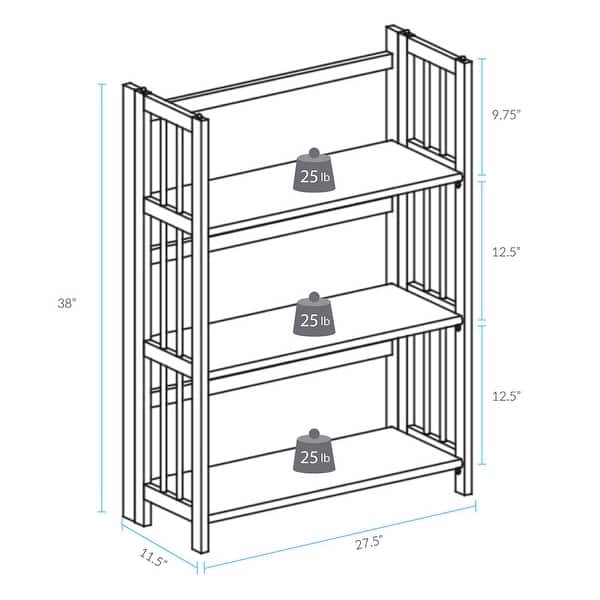 dimension image slide 1 of 2, Porch & Den Edgemont Folding Stackable 27.5-inch Bookcase