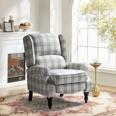 Olympus Upholstered Classic Manual Wingback Recliner with Solid Wood Legs by HULALA HOME